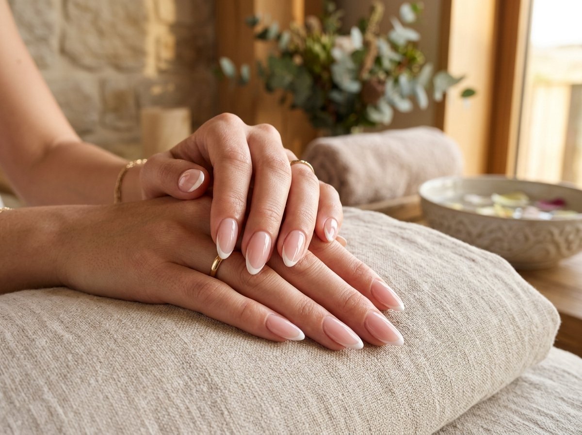 Modern Glazed French Manicure at Divine Spa Cumming